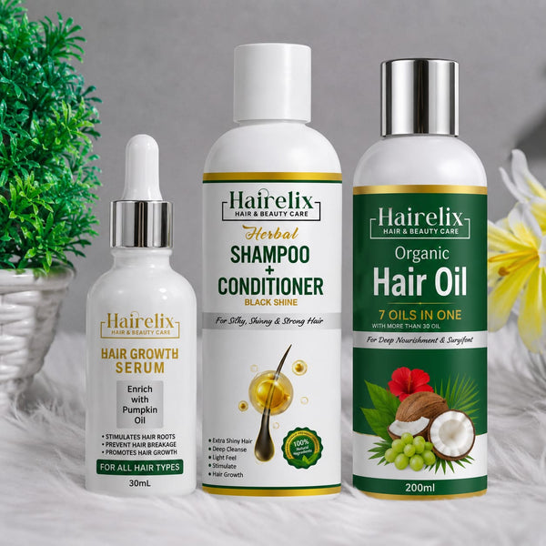 Hairelix 3 in 1 Hair Kit (Hair Oil+Shampoo+Serum)